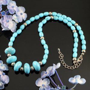 Turquoise Bead Necklace N-0153-j