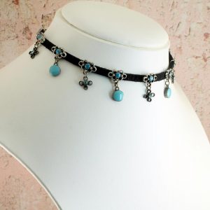 Turquoise Charms Collar-Choker N-0104-e