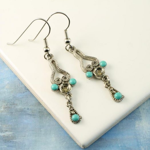 Turquoise Silver Chandeliers E-0131-e