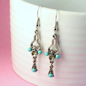 Turquoise Silver Chandeliers E-0131-f