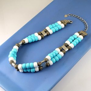 Turquoise-and-White-Bead-Collar-N-0110