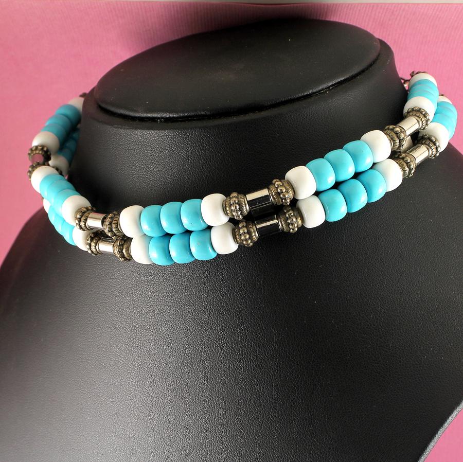 Turquoise-and-White-Bead-Collar-N-0110