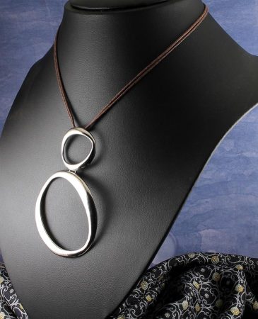 Two-Silver-Ovals-Necklace-N-0148