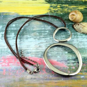 Two-Silver-Ovals-Necklace-N-0148