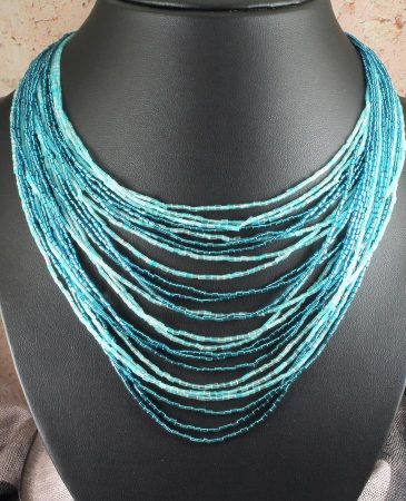 Vintage Two Blues Multi-Strand Statement Necklace