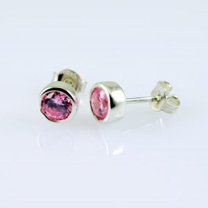 Rose Quartz Barrel Studs E-0224-g