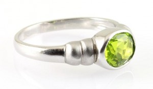 Peridot & Matt Silver Ring