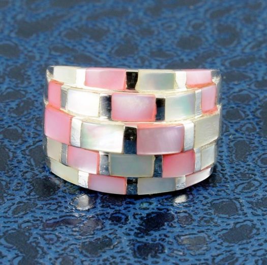 Pink Mosaic Ring R-0213-a
