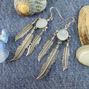 Moonstone Tribal Earrings E-0105-b