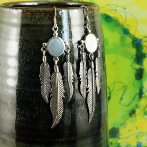 Moonstone Tribal Earrings E-0105-h