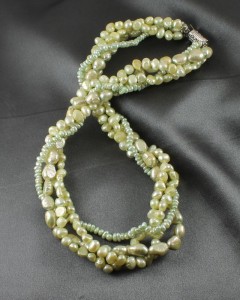 Cream & Mint 4-Strand Pearl Torsade Necklace
