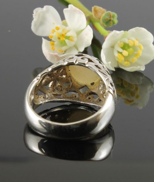 Moonstone Circle Silver Filigree Ring