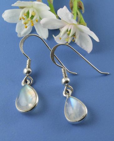 Moonstone & Silver Teardrop Earrings