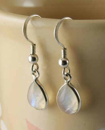 Moonstone & Silver Teardrop Earrings