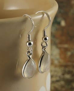 Moonstone & Silver Teardrop Earrings