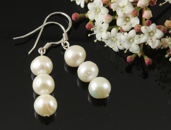 White Pearl Earrings