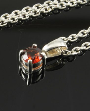 Garnet Small Faceted Pendant & Chain