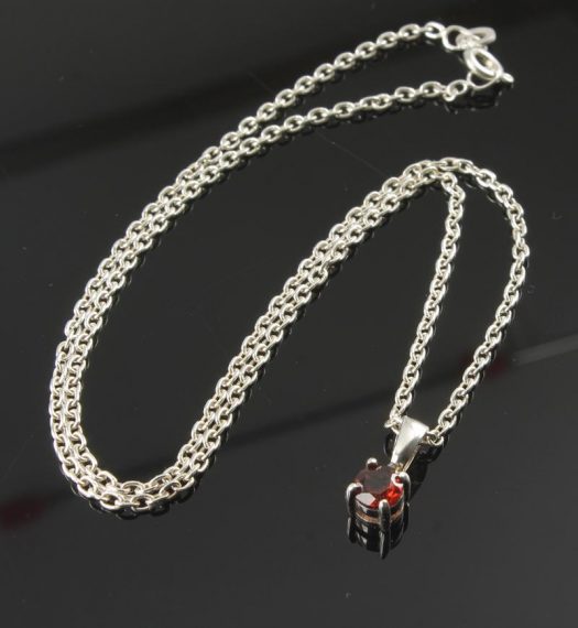 Garnet Small Faceted Pendant & Chain