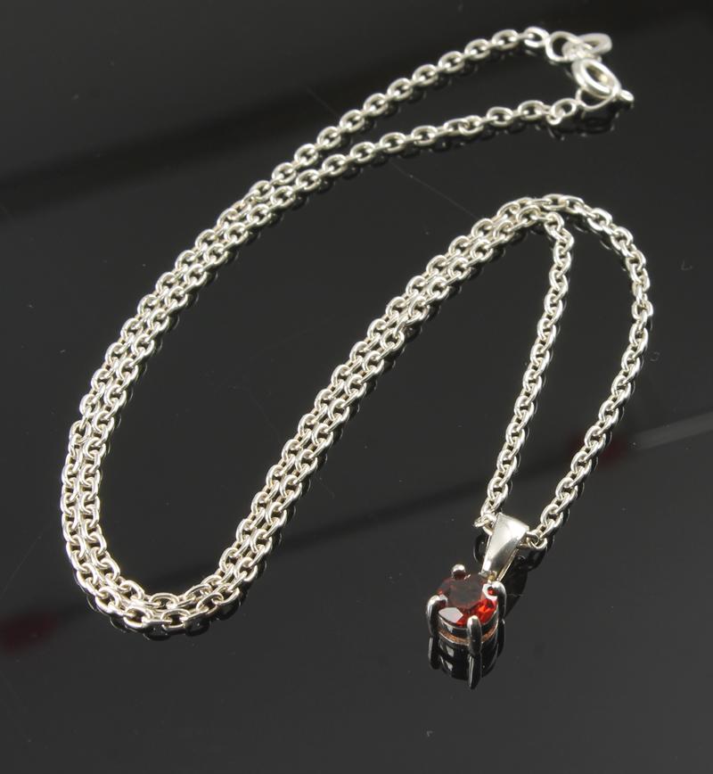 Garnet Small Faceted Pendant & Chain - Cybelle