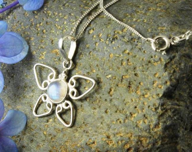 Moonstone Wirework Daisy Pendant