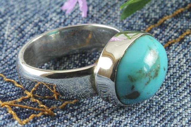 Turquoise Plain Convex Oval Ring