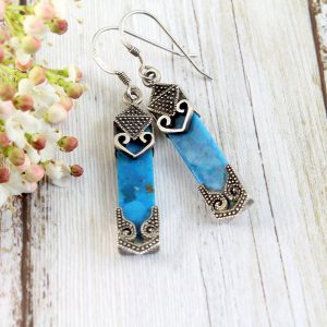 Turquoise & Silver Celtic Earrings E-0138-a