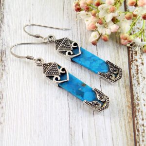 Turquoise & Silver Celtic Earrings E-0138-b