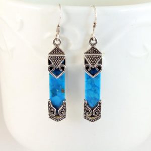 Turquoise & Silver Celtic Earrings E-0138-e