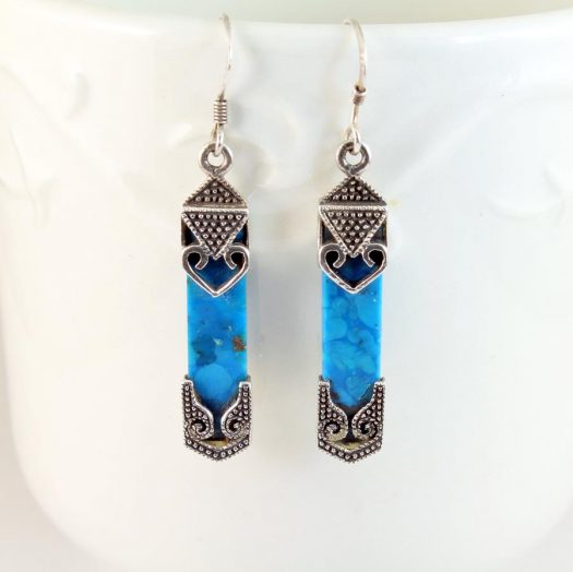 Turquoise & Silver Celtic Earrings E-0138-e