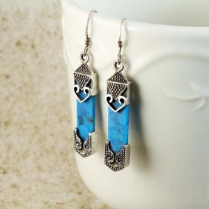 Turquoise & Silver Celtic Earrings E-0138-f