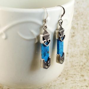 Turquoise & Silver Celtic Earrings E-0138-g