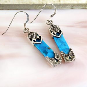 Turquoise & Silver Celtic Earrings E-0138-i