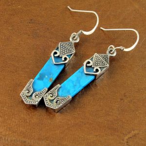 Turquoise & Silver Celtic Earrings E-0138-j
