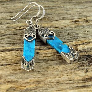 Turquoise & Silver Celtic Earrings E-0138-k
