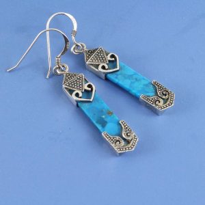 Turquoise & Silver Celtic Earrings E-0138-l