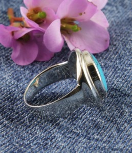 Turquoise & Silver Petite Flange Ring