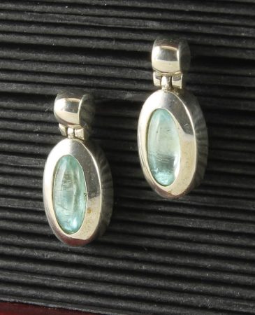 Blue Topaz & Silver Oval Stud Earrings