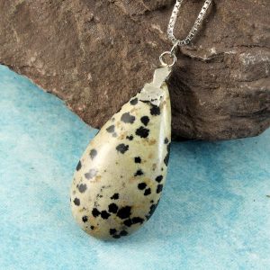 Dalmation Jasper Stone Pendant N-0197-k