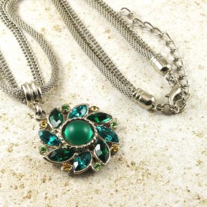 Emerald Green Rhinestone Necklace N-0103-d