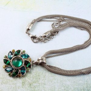 Emerald Green Rhinestone Necklace N-0103-i