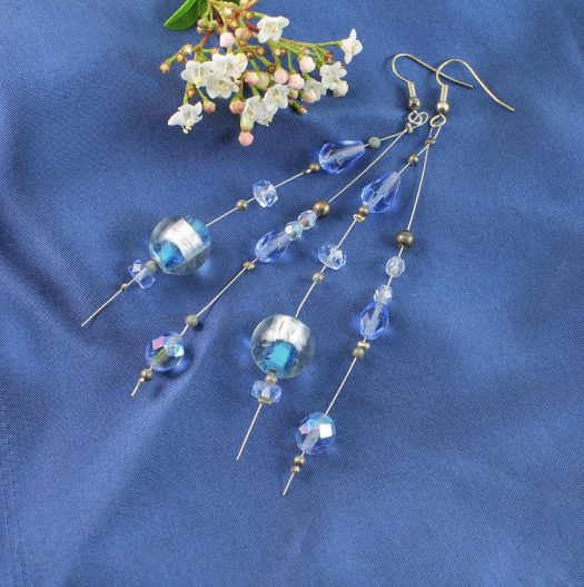Blue Swarovski Crystal Earrings E-0104-h