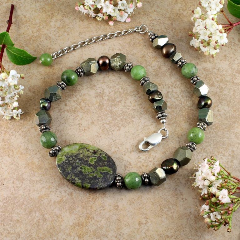 Jasper, Jade & Pyrite Necklace - Cybelle