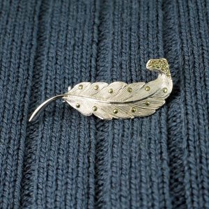 Marcasite Feather Brooch G-0106-a