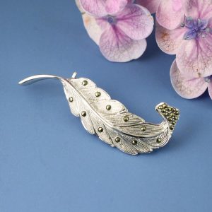Marcasite Feather Brooch G-0106-e