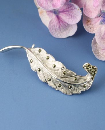 Marcasite Feather Brooch G-0106-e