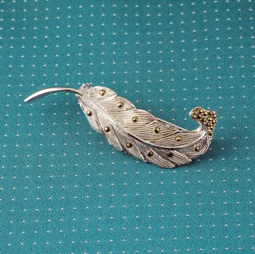 Marcasite Feather Brooch G-0106-f