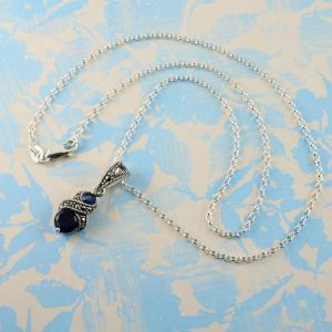 Sapphire Marcasite Necklace N-0117-h