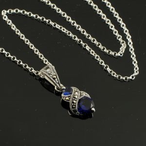Sapphire Marcasite Necklace N-0117-k
