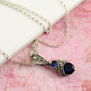 Sapphire Marcasite Necklace N-0117-l
