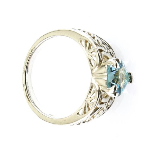 Aquamarine Heart Ring R-0142-e